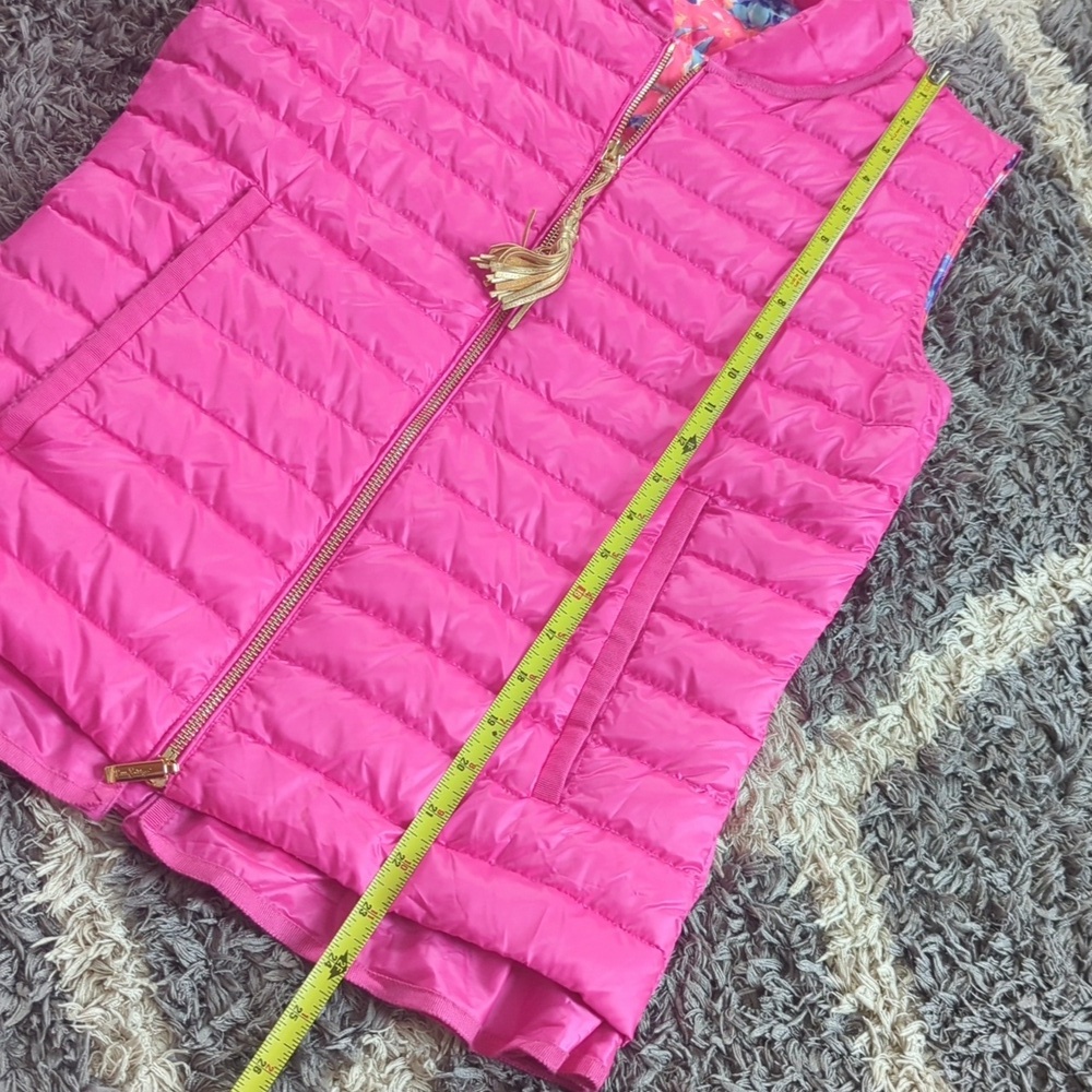 Lilly Pulitzer Hot Pink Quilted Ruffle Hem Vest - Picture 6 of 7